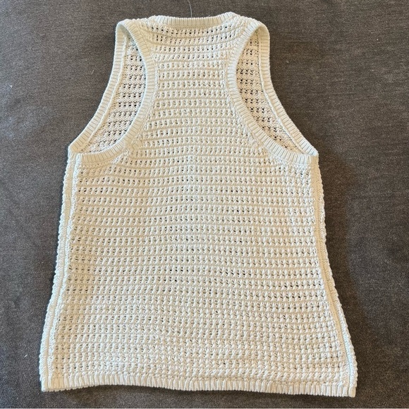 NWT Madewell Cream Crocheted Lightweight Cotton Sweater Tank Medium - Picture 5 of 12